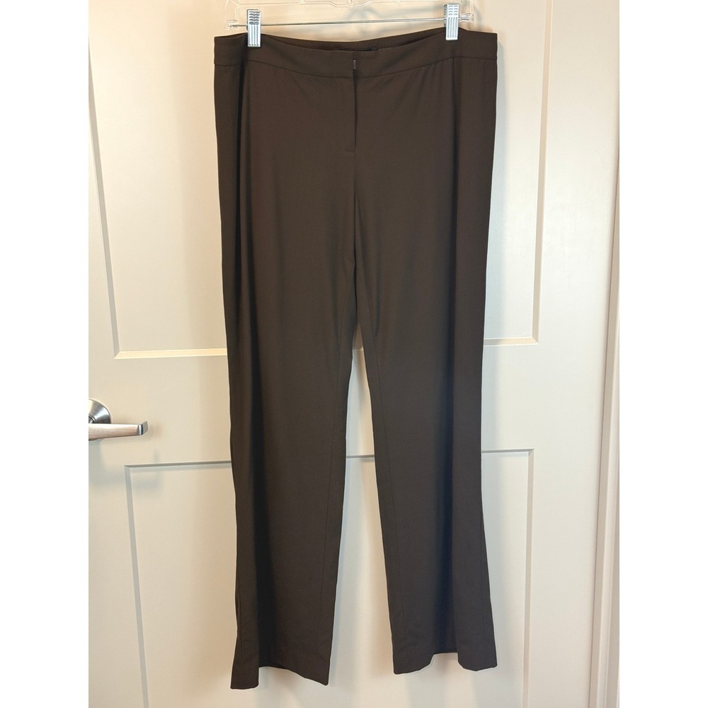 Lafayette 148‎ Dark Brown 100% Wool Button & Clasp Trousers Size 10 Straight Leg